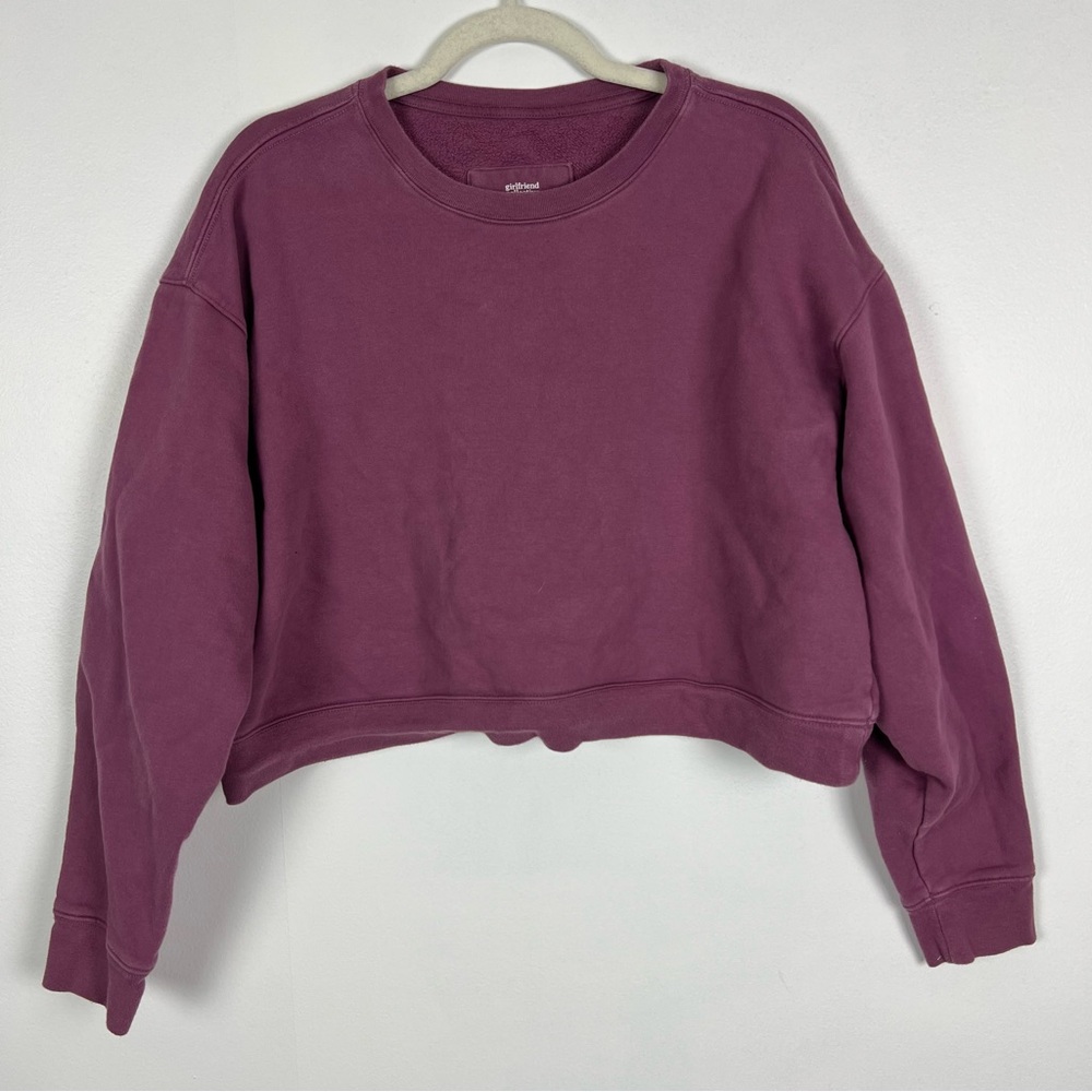 Girlfriend Collective Tulipwood 50/50 Cropped Sweatshirt Dark Mauve Purple XXL